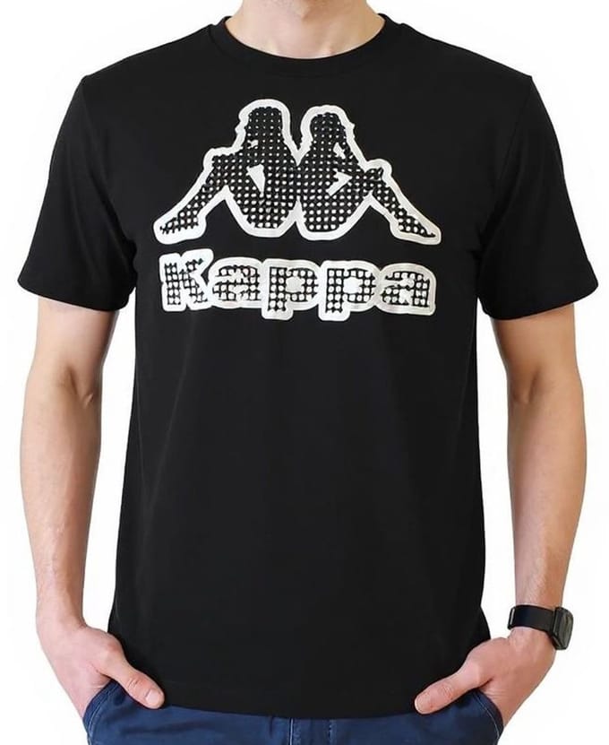 Kappa - Heren - Kappa Big Logo T-Shirt - Wit/Zwart - Maat M