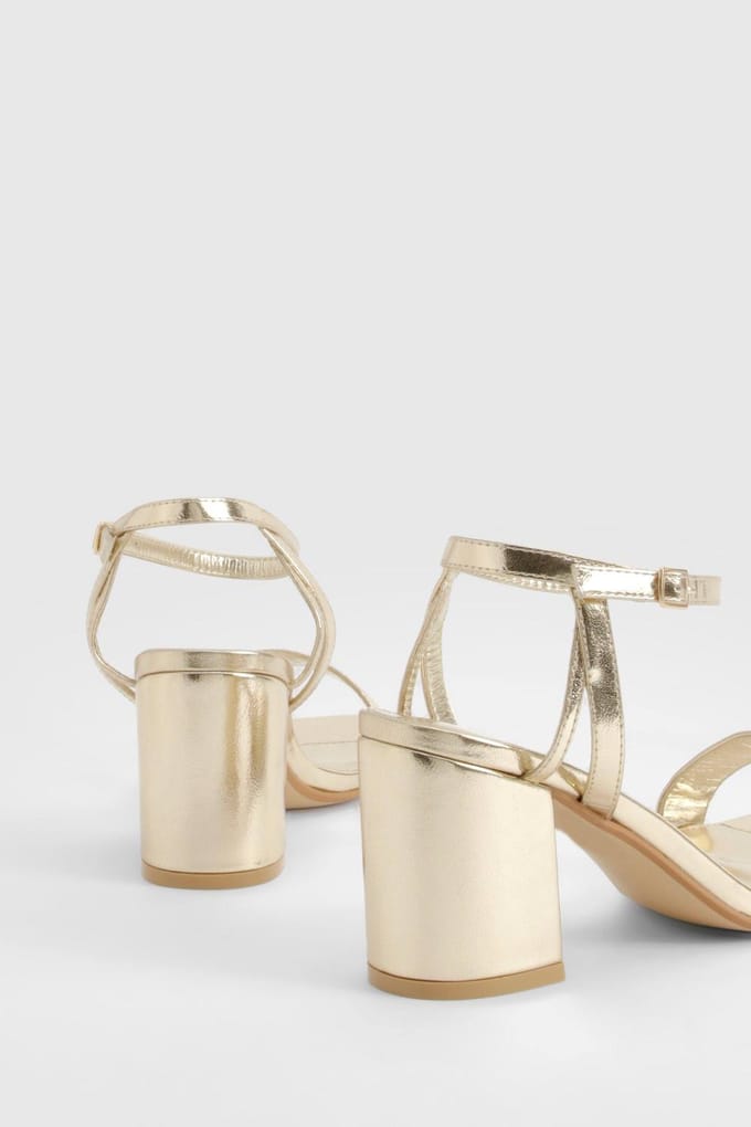 boohoo Dames Square Toe Block Heel Two Part Heels | Goud | Maat: 38