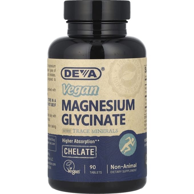 Deva, Glycinate de Magnésium Végétalien avec Oligo-éléments, 90 Comprimés