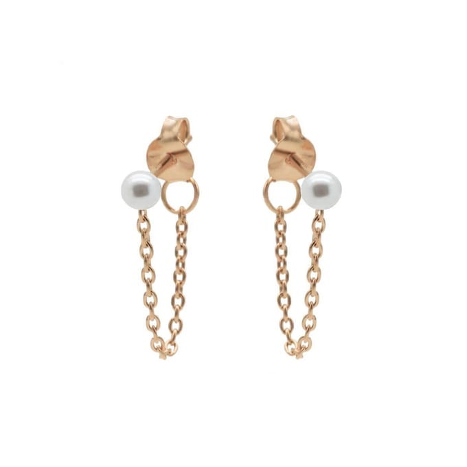 Karma Oorbellen Chain Single Pearl Rosé