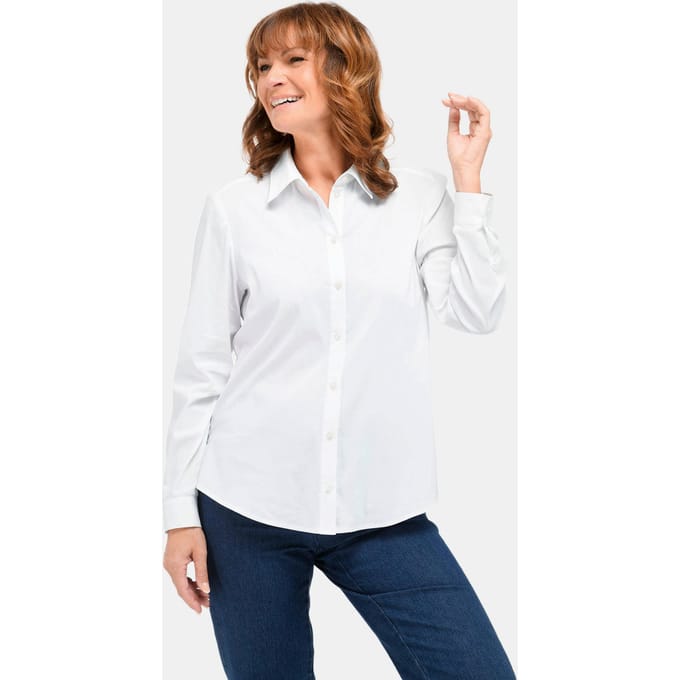 Onmisbare blouse met lange mouwen en een aandeel Elastan - wit - Gr. 46 van Goldner Fashion