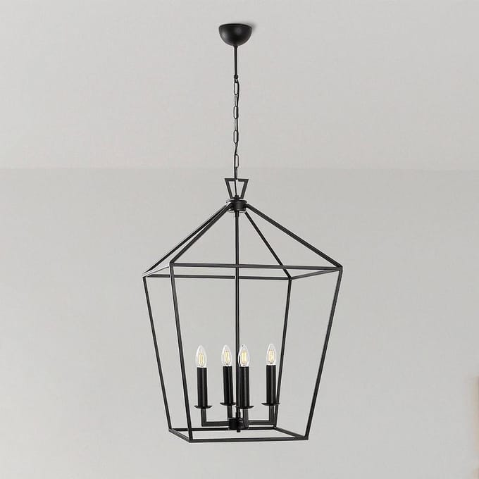 Opviq Kroonluchter Till 13251, zwart, metaal, 4-lamps