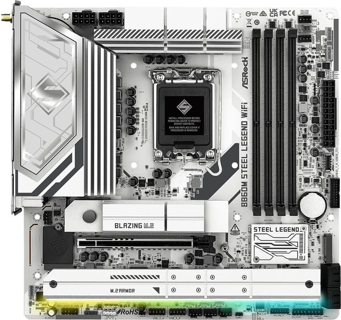 ASRock B860M Steel Legend WiFi Moederbord - Intel B860 - Intel LGA1851 - DDR5 RAM - Micro-ATX