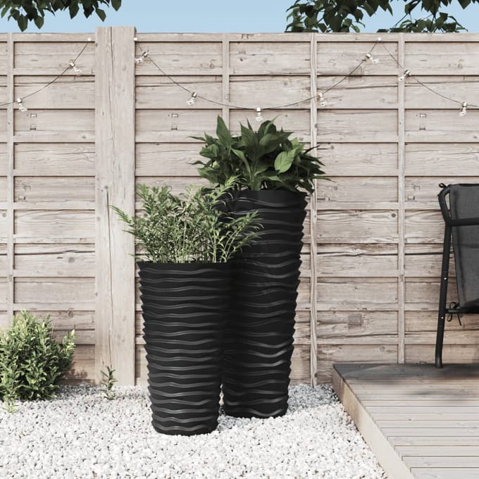 vidaXL - Plantenbak - met - uitneembare - bak - geribbeld - 8/22 - L - PP - antraciet