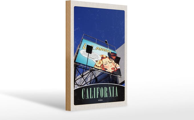 Holzschild Reise 20x30cm California Amerika USA Schauspieler