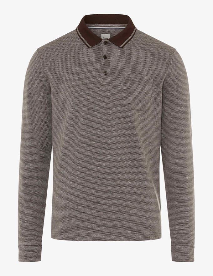Brax Heren Poloshirt  Style PHARELL chocolate, donkerbruin, maat M