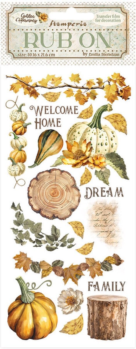 Stamperia - Golden Harmony Rub-On 4x8,5 Inch Pumpkins (DFLRB113)