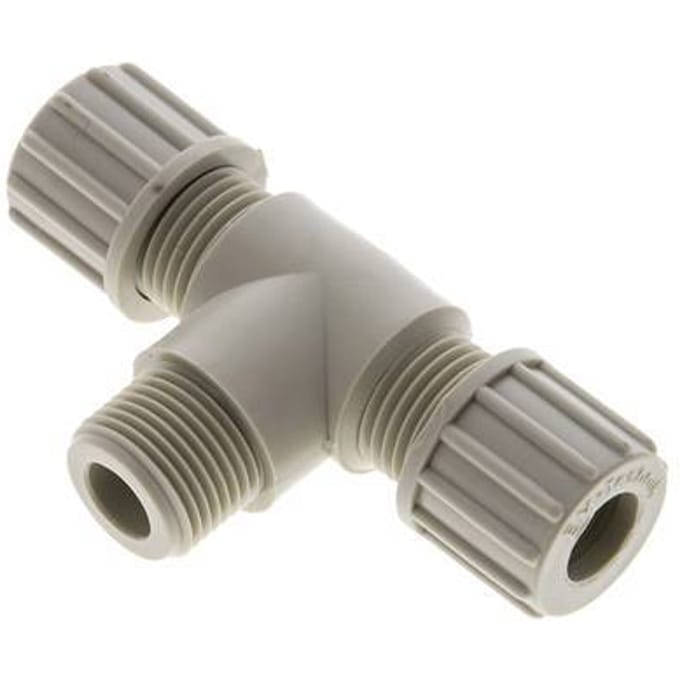 10x8mm En G3/8'' PP T-Vormige Knelfitting Met Buitendraad 10 Bar