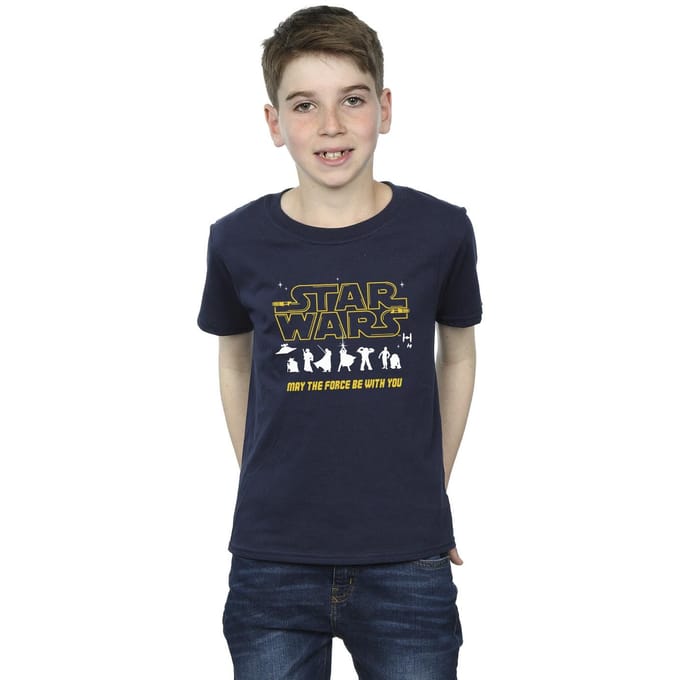 Star Wars Jongens Silhouetten Force T-Shirt (Marineblauw)