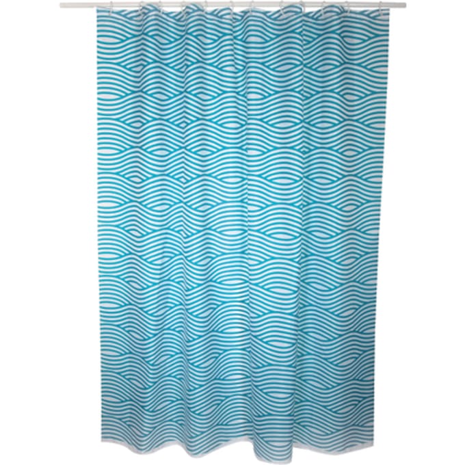 Msv Douchegordijn Wave Blauw 180cm