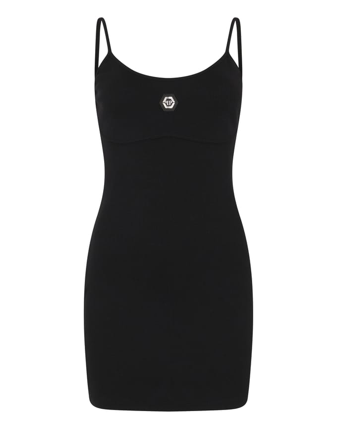 Cotton Rib Short Tank Dress Crystal Hexagon