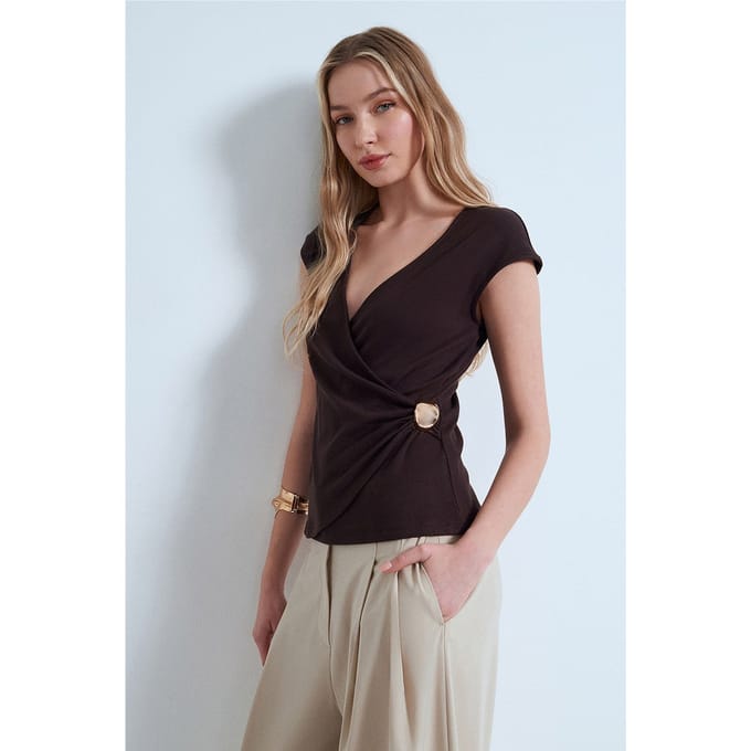 Dames Slim Fit Wikkelblouse