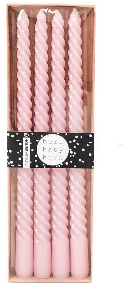 Housevitamin Kaarsen - Twisted Roze - Set van 4 - 2x30cm