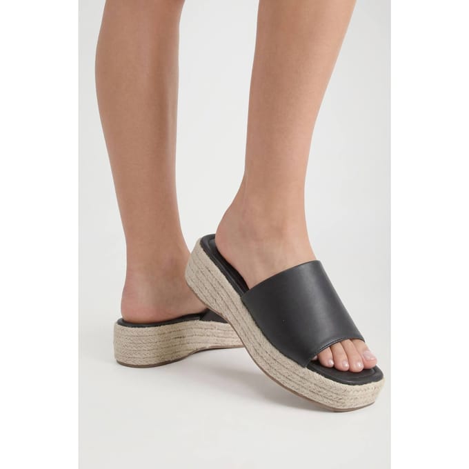 boohoo Dames Espadrille Mule Sleehakken | Black | Maat: 4