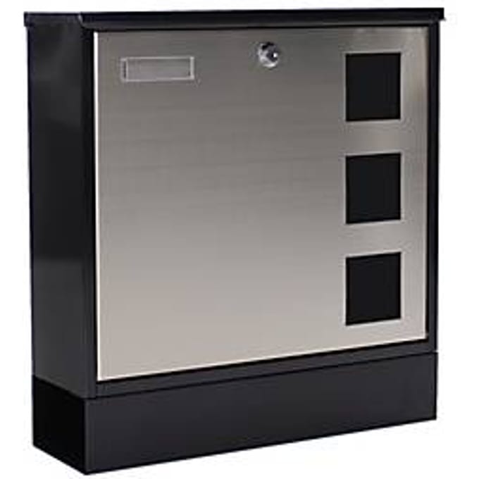 Rottner Brievenbus Design Zwart |38x37x12cm|Met krantenrol|