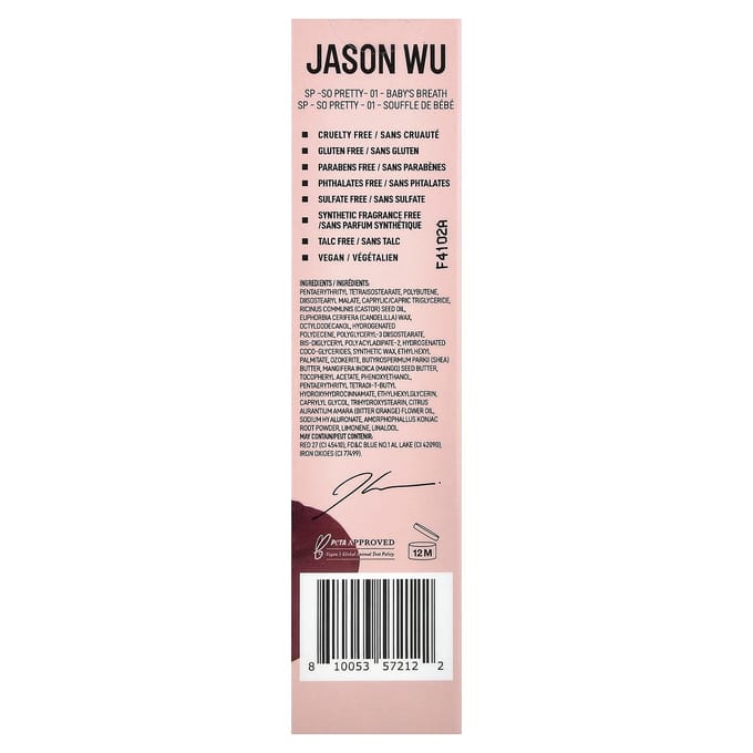Jason Wu, So Pretty, pH-regulerende Lip en Wang Tint, 01 Baby's Breath, 3g (0,1 oz) gray