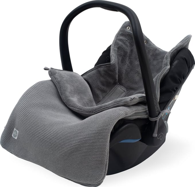 Jollein Voetenzak groep 0+ 3/5 punts gordel Basic Knit Stone Grey