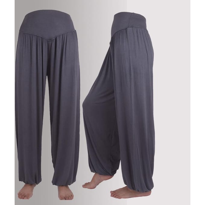 Dames sportmode elastische losse modal katoen zachte yoga dans harembroek XL gray