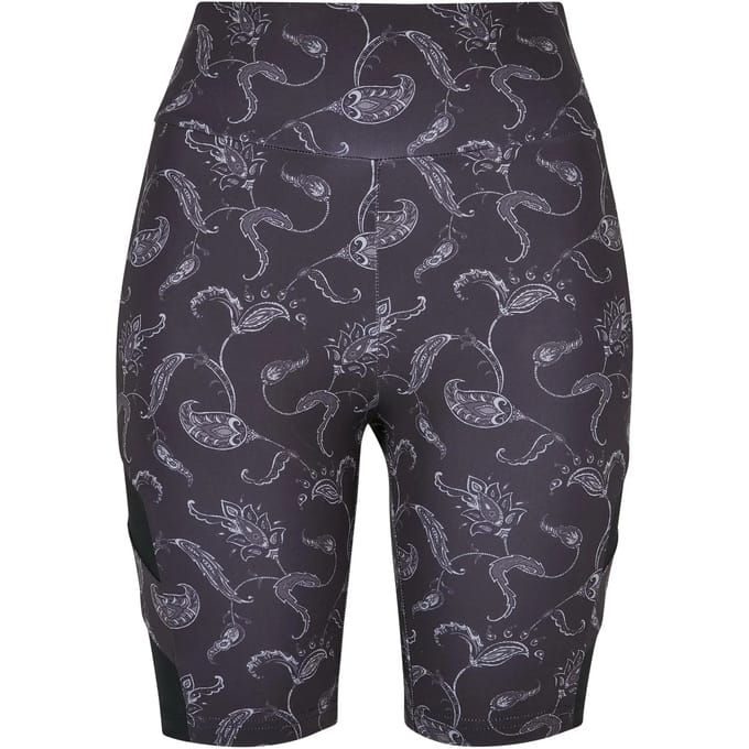 Urban Classics - High Waist Tech Mesh AOP Korte cycle broek - L - Zwart