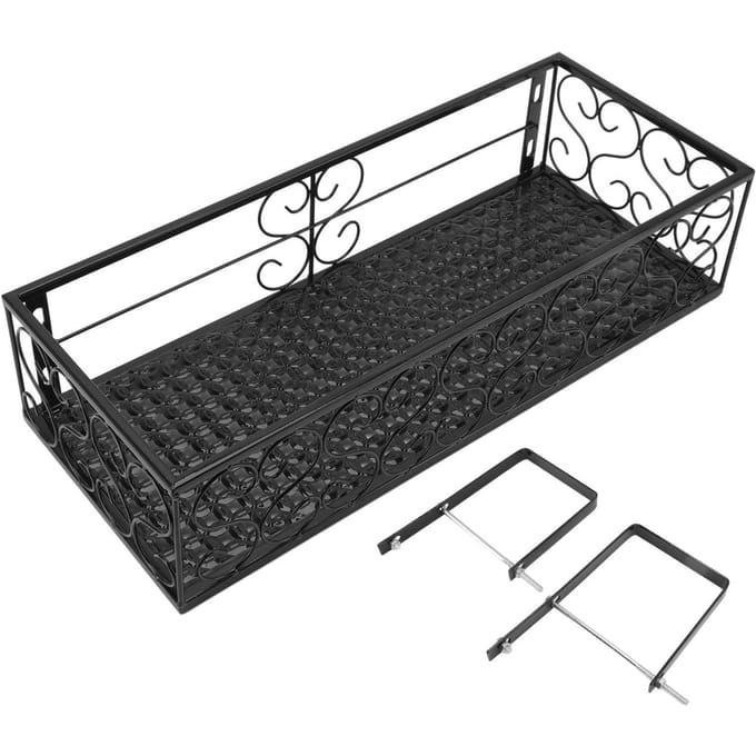 Balkon Bloemenrek Hangende Bloempot Hanger Hangend Smeedijzeren Hek Binnen Vensterbank Suitable for 10.5cm Railings black