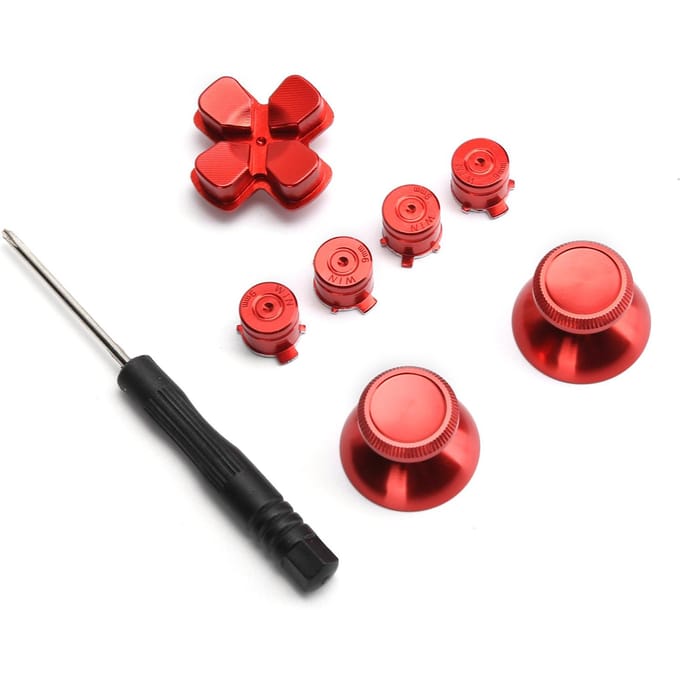 Bouton métallique pour joystick de remplacement pour manette de jeu PS4 (rouge) rouge