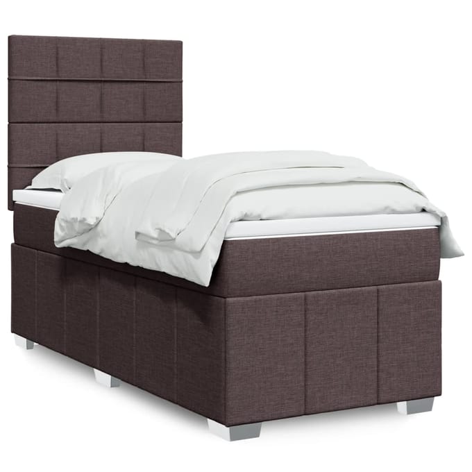vidaXL - Boxspring - met - matras - stof - donkerbruin - 100x200 - cm