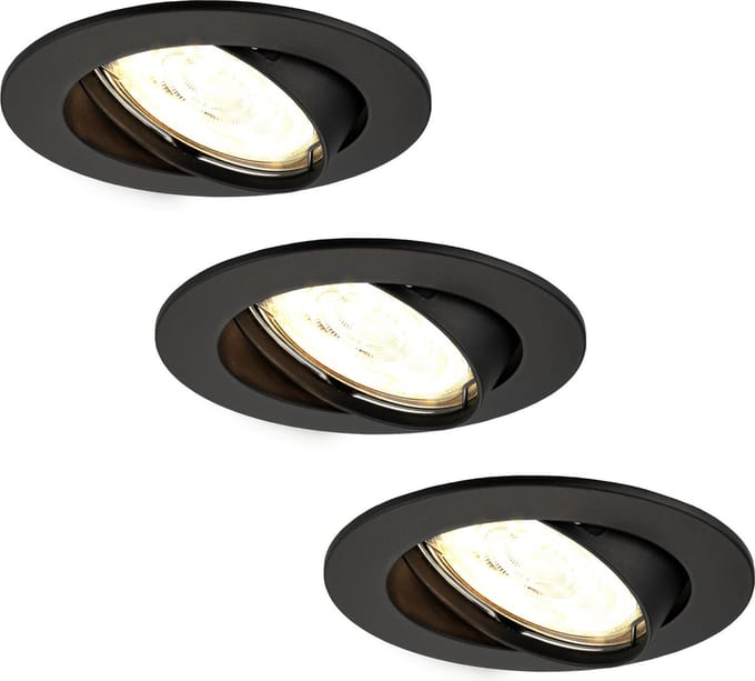 Ledvion - 3X LED Inbouwspot Amsterdam - Wit - Dimbaar - 3W - 2700K - Ø82 mm
