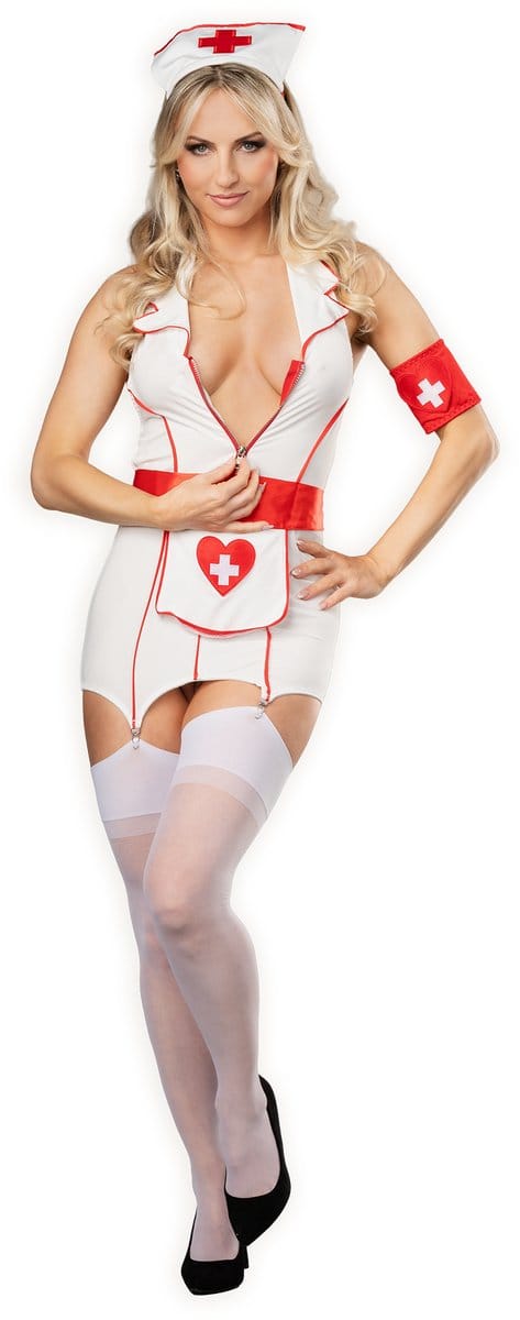 Amorable - Verpleegster Uniform - Wit/Rood M/L