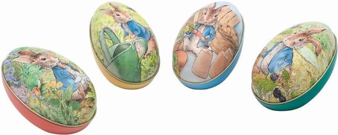 4x Blikje Peter Rabbit Ei 4 ass. 6,5x11x6,5cm