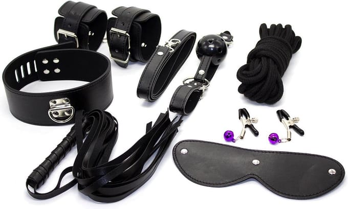 Fixxx - BDSM Set Beginners - PU-leer - 8 delen - Zwart