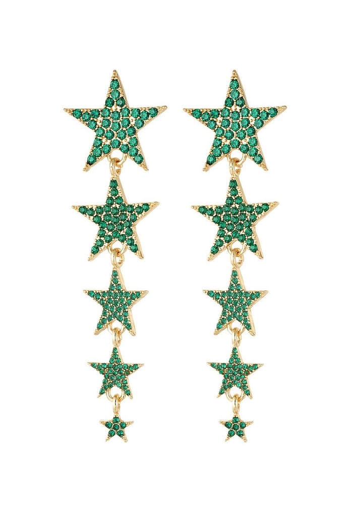 Shooting stars oorbellen Groen