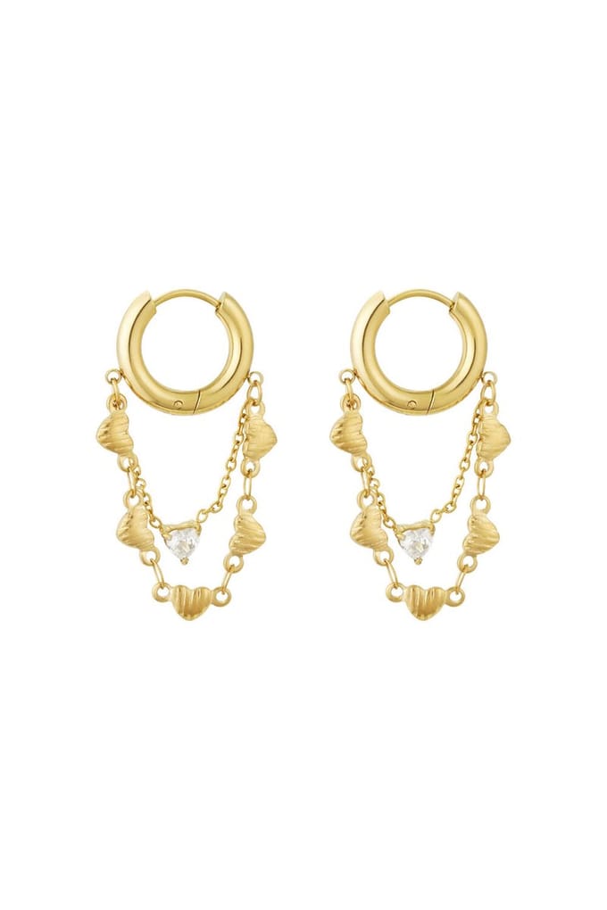Bijoutheek Oorringen Chain Of Hearts Goudkleurig