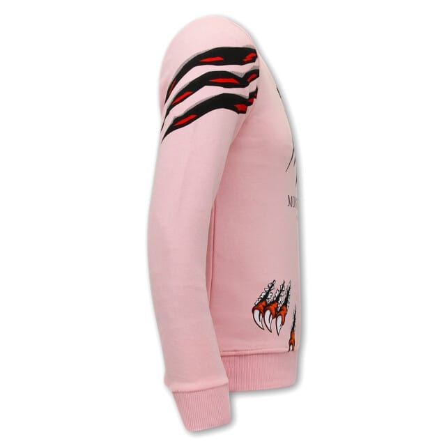 Heren Sweater met Print - Tiger Head - 3636 - Roze