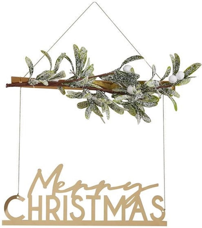 Ginger Ray - NOEL - Acryl Goud Merry Christmas Mistletoe (0,31 x 0,40 meter)