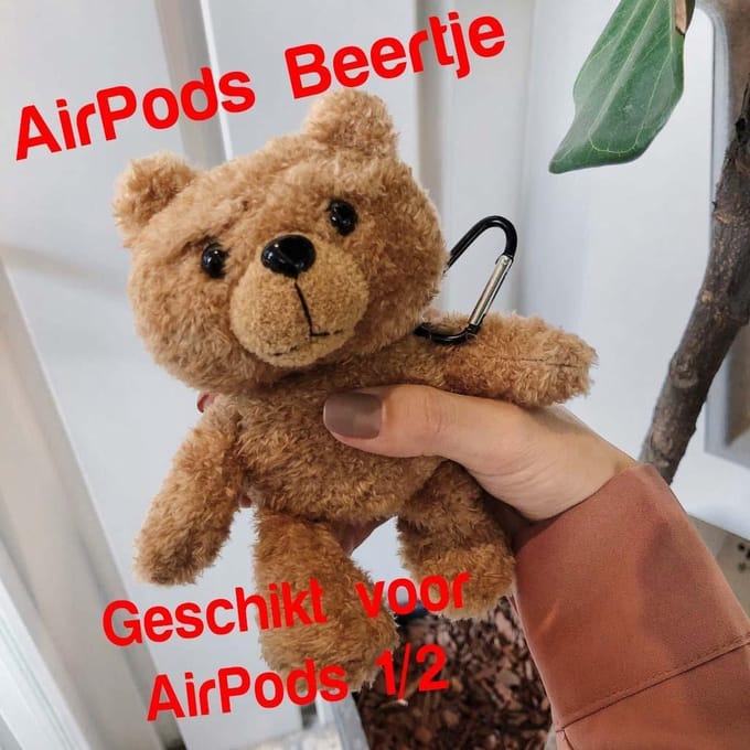 Smartphonica AirPods 1/2 teddybeer hoesje lichtbruin