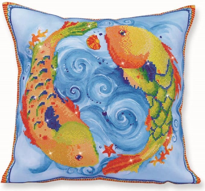 Diamond Dotz® Kussensloop Dancing Fish - Diamond Painting (45x45 cm)