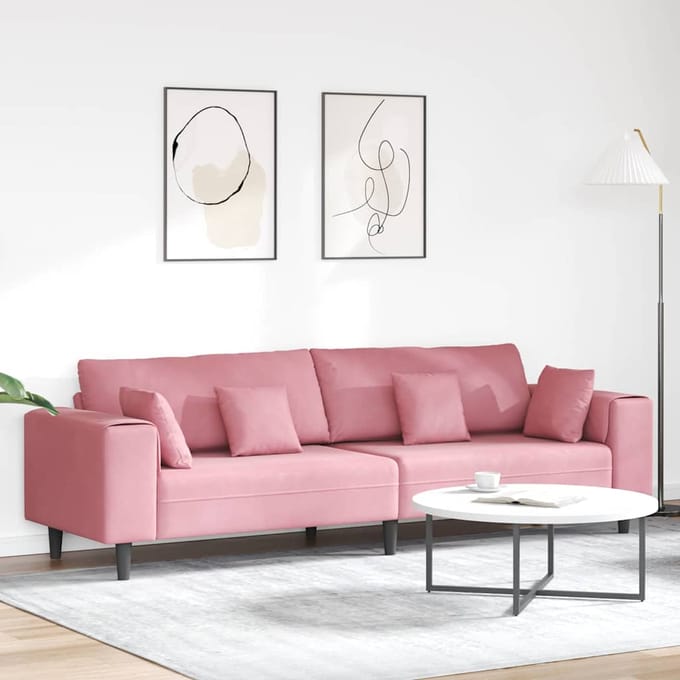 vidaXL - Bank - Roze - 250 - x - 77 - x - 76 - cm - Fluweel