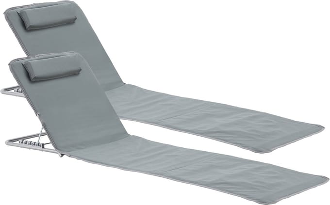 Strandmat Cellorigo met rugleuning set van 2 donkergrijs