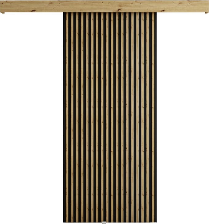 InspireMe - Schuifdeursysteem met rail - 90x204cm - ZEBRA I - Zwart + Artisan Eik met Soft-Close system