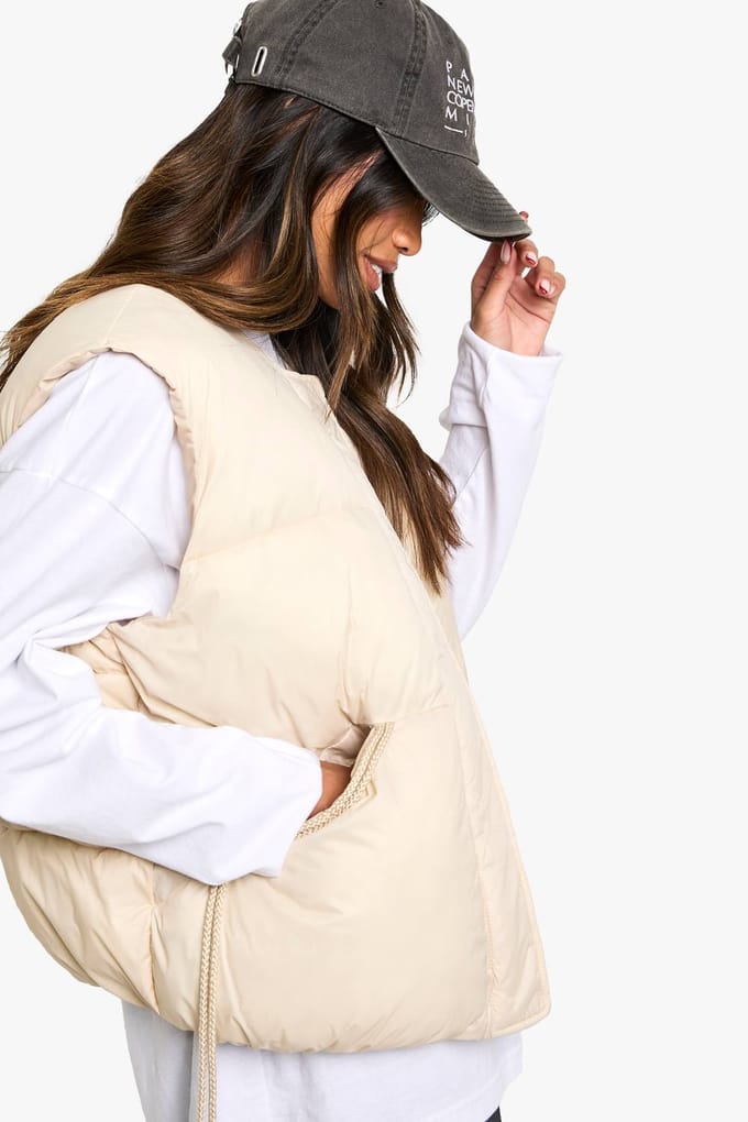 boohoo Dames Bow Detail Gilet | Stone | Maat: 8