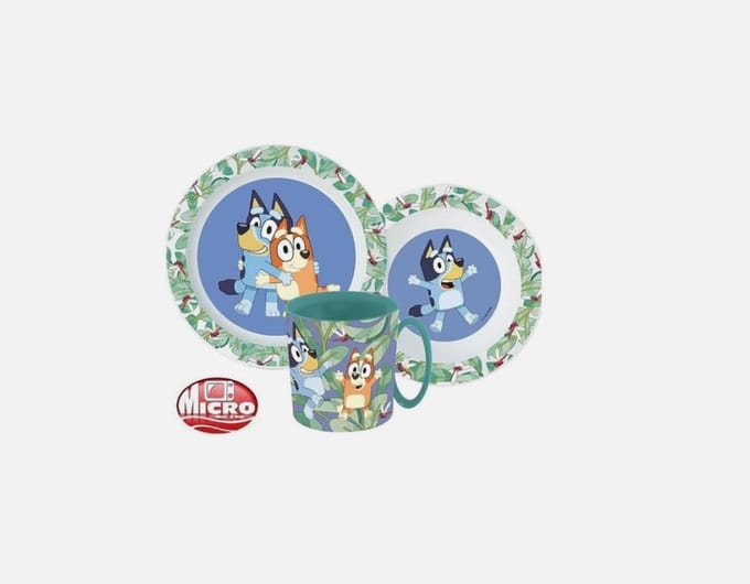 Bluey - Ontbijtset - Dinerset - Lunchset - Bord - Kom - Beker 265ml (3-delig)