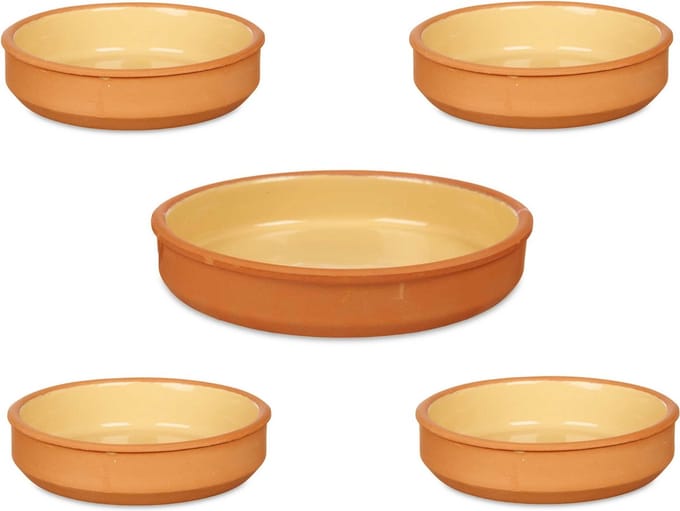 La Dehesa - 5x Tapas/creme brulee schaaltjes - terra/geel - 4x 16 cm/1x 23 cm