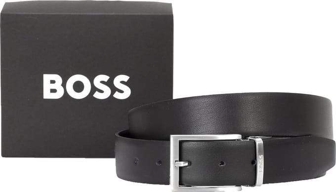 BOSS leren heren riem - zwart