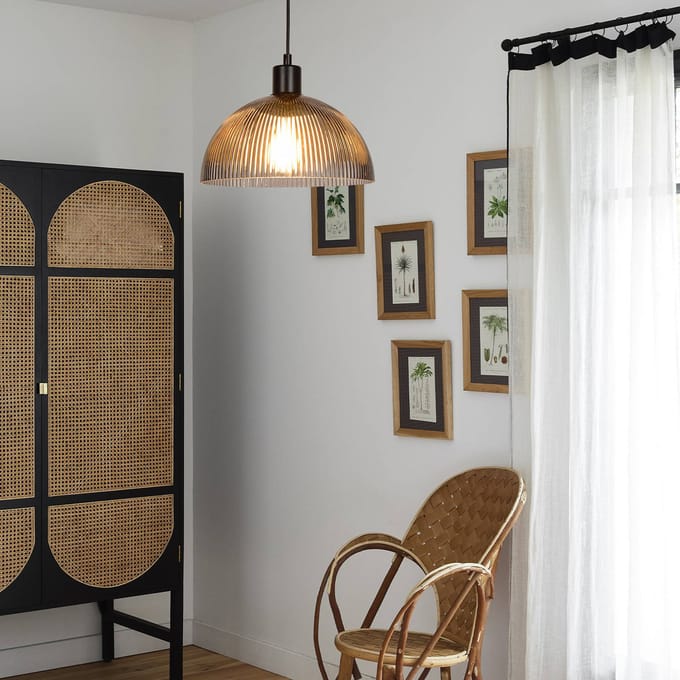 COREP Hanglamp Duomo, rookgrijs/zwart, Ø 25 cm, glas