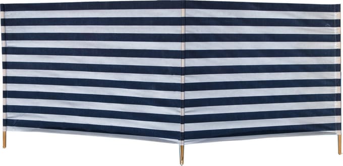 Windscherm - 240x90 cm - voor strand en camping - wit met blauw - gestreept