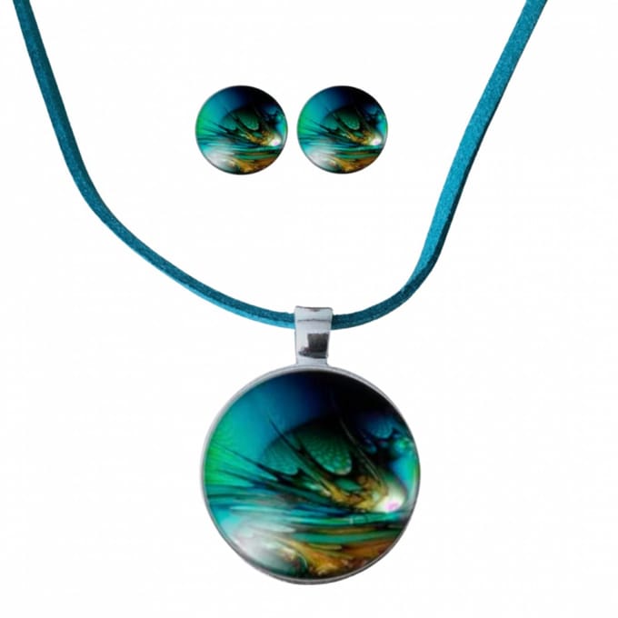 2 -Delige set-2.5-Suzan-Zilveren oorbellen-Ketting- Charme Bijoux