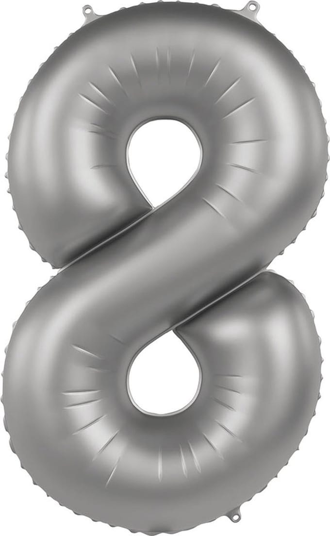 Folat - Folieballon Cijfer 8 Moonlight Silver - 86 cm