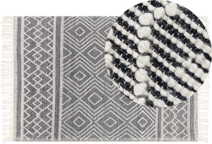 SAVUCA - Modern vloerkleed - Zwart - 160 x 230 cm - Wol