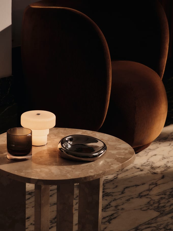 Ferm Living Ripple beker glazen (set van 2) - smoked grey