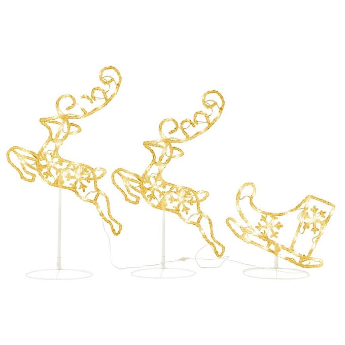 vidaXL - Kerstdecoratie - rendieren - en - slee - 260x21x87 - cm - acryl - warmwit